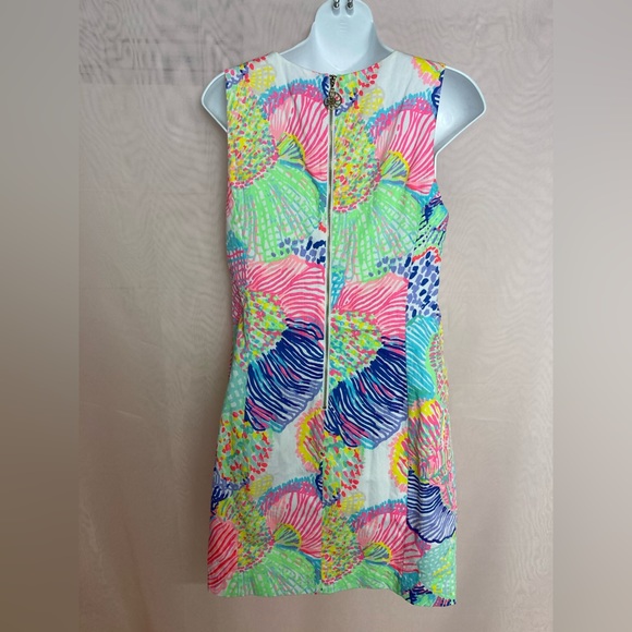 Lilly Pulitzer Mila shift dress, neon pink, green - Picture 9 of 11